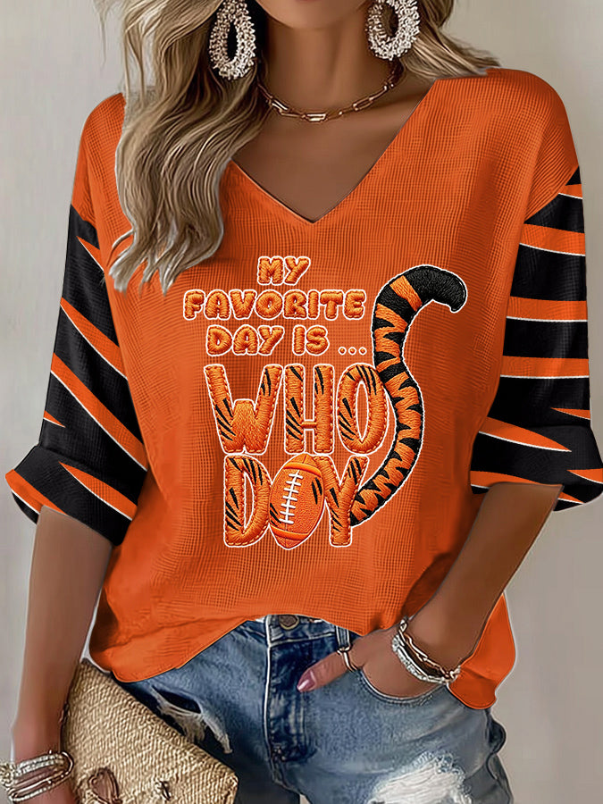 Women'S Football  Print Waffle  Top