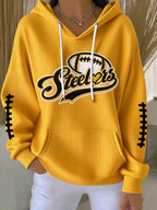 Women'S Football Print Hooded Sweatshirt