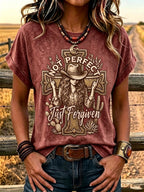 Women'S Western-Style Retro Faith Print  T-Shirt