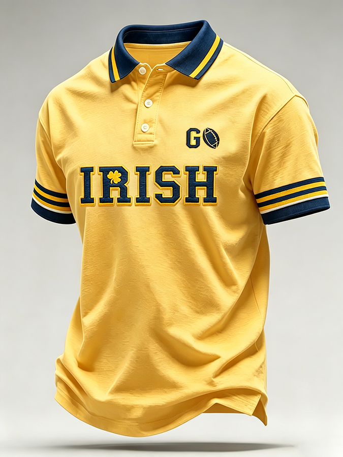 Men'S Retro Rugby Collar Polo T-Shirt