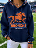 Women'S Football Game Print Hooded Sweatshirt