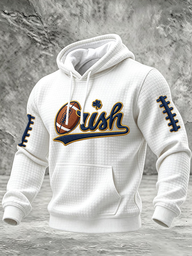 Men's College Rugby Team Printed Waffle Casual Hoodie