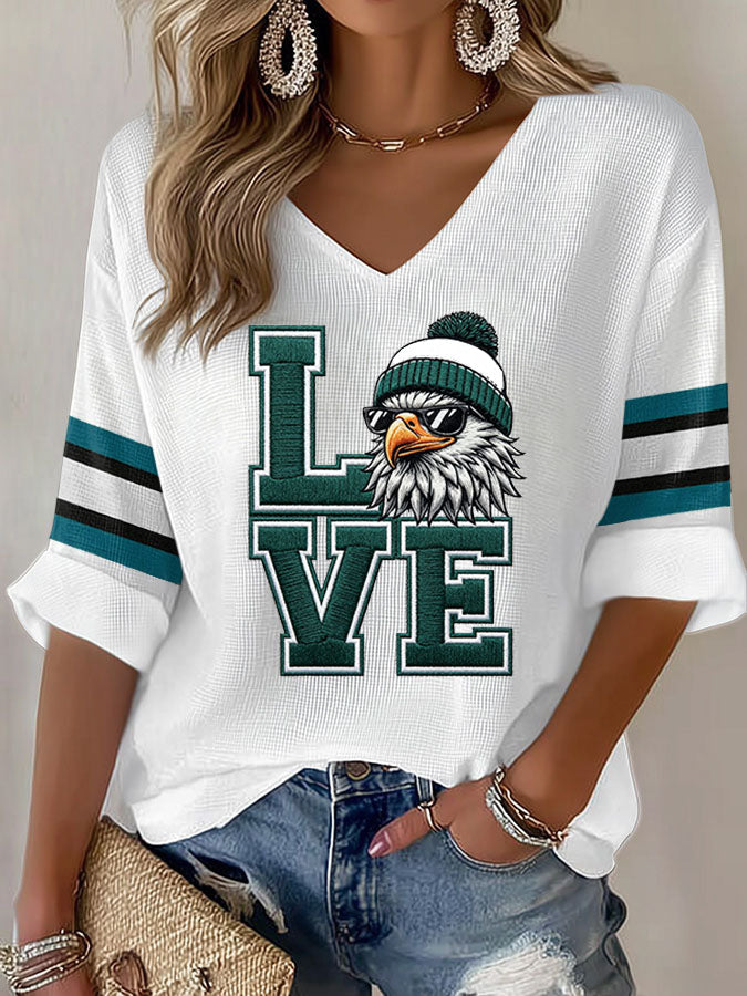Women'S Football  Print Waffle  Top