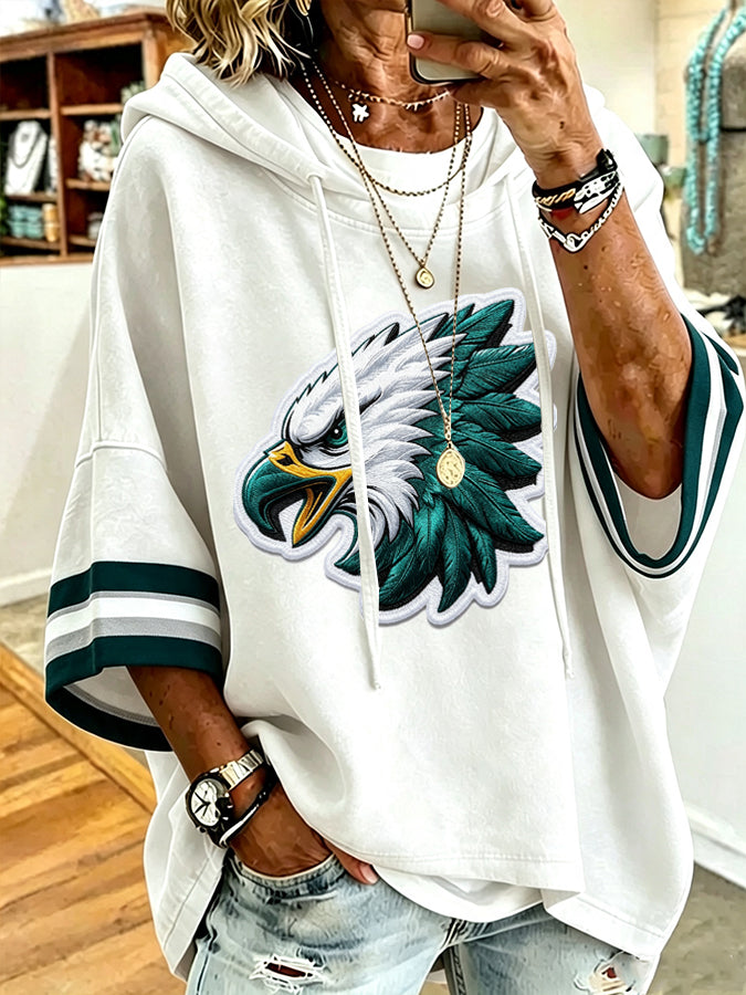 Women'S Vintage Football Print Hoodie
