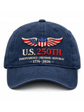 U.S. 250th Anniversary embroidered Patriotic Wings Hat, American 1776 2026 Independence Celebration Cap
