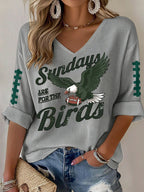 Women'S Football  Print Waffle  Top
