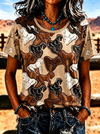 Women'S Western-Style Horse Pattern Faith Short-Sleeve T-Shirt