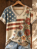 Women's Casual Retro Patriotic T-shirt