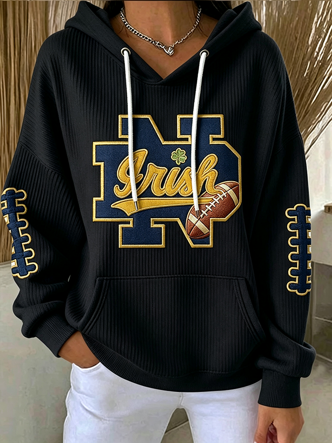 Women'S Rugby Printed Hooded Sweatshirt