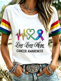 Women'S Cancer Awareness Printed Casual Short Sleeve T-Shirt