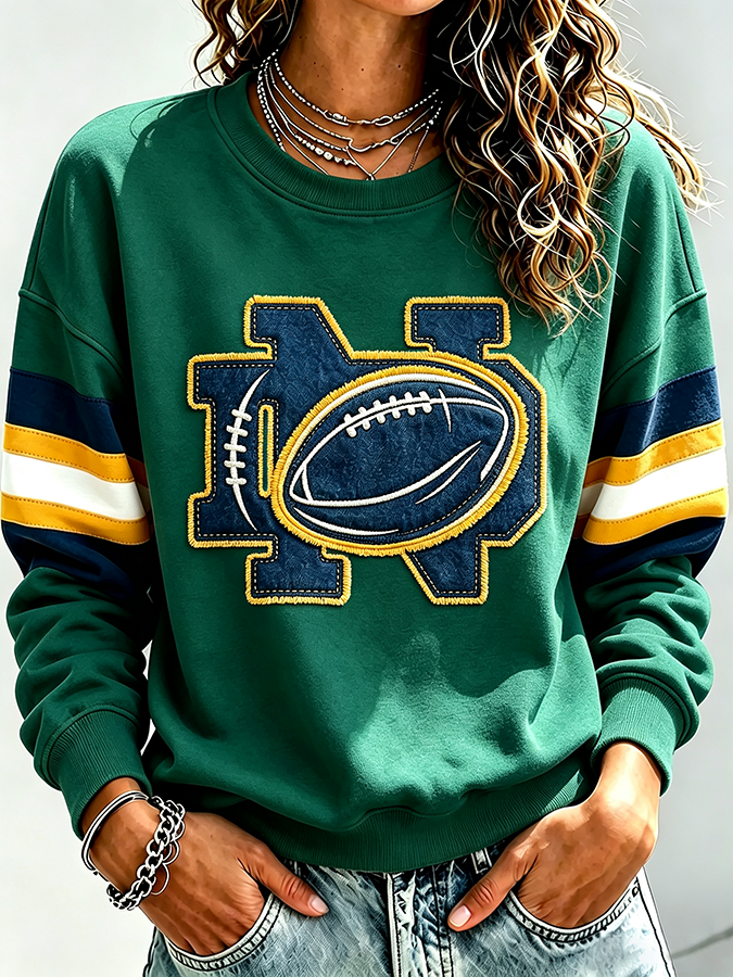 Women'S Retro Rugby Round Neck Sports Shirt
