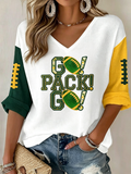 Women's Football Print Waffle  Top