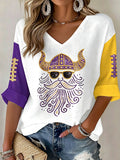 Women'S Football Print Waffle  Top