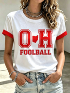 Women'S Rugby Printed Round Neck T-Shirt