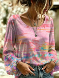 Women'S Vintage Flower Breast Cancer Awareness Print Top