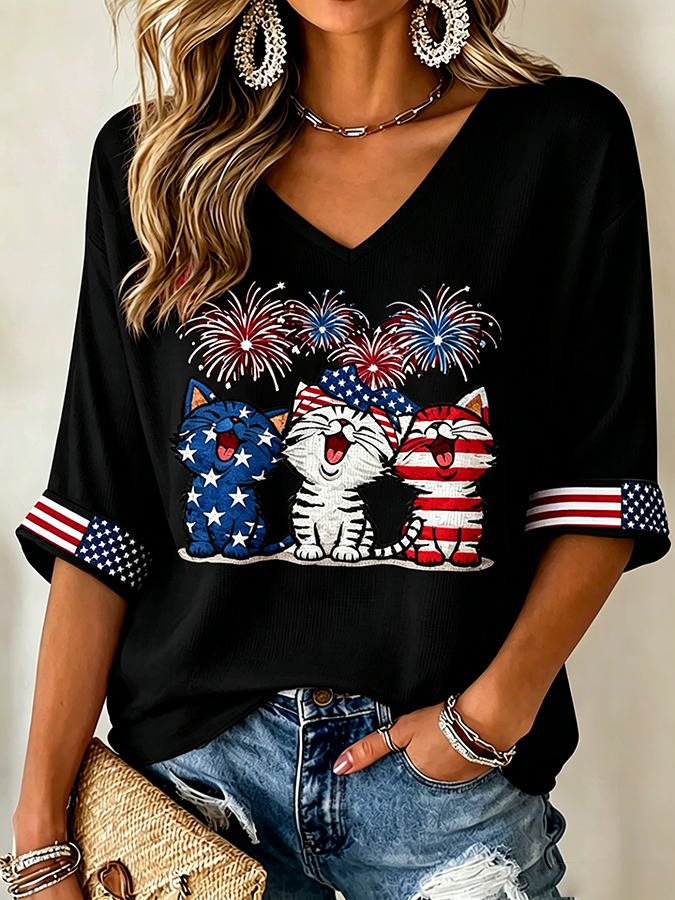 Women's Flag and Cat Print Vest
