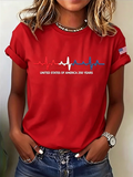 Women'S  Flag Printed Casual T-Shirt