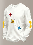 Men's Football Print Waffle Crewneck Sweatshirt