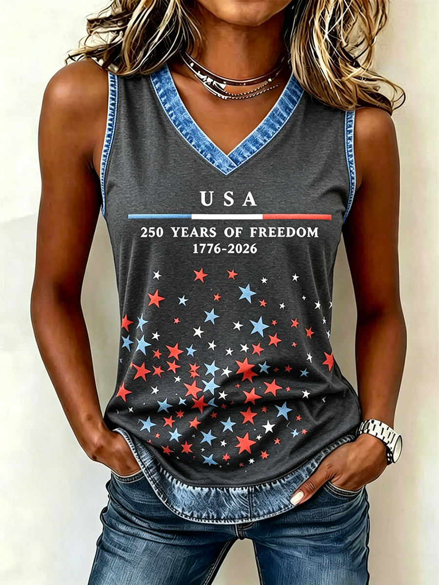 250Th Anniversary Embroidered Printed V-Neck Tank Top In The United States