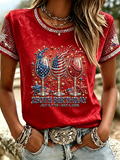 Women'S  Anniversary Flag Printed Casual T-Shirt