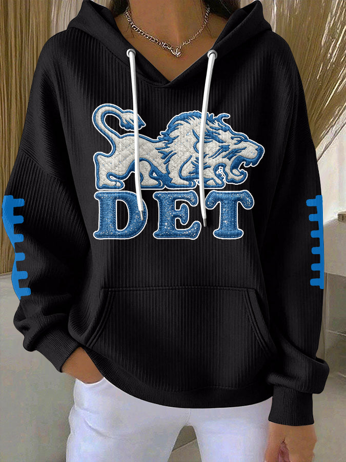Women'S Football Print Hooded Sweatshirt