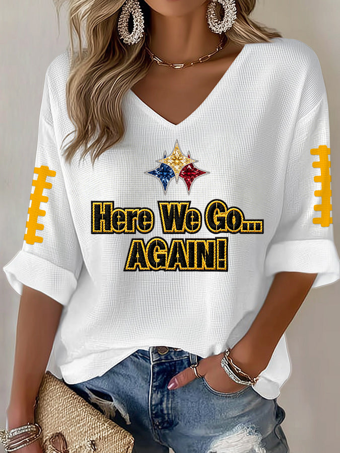 Women'S Football  Print Waffle  Top