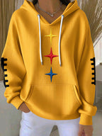 Women'S Football Print Hooded Sweatshirt