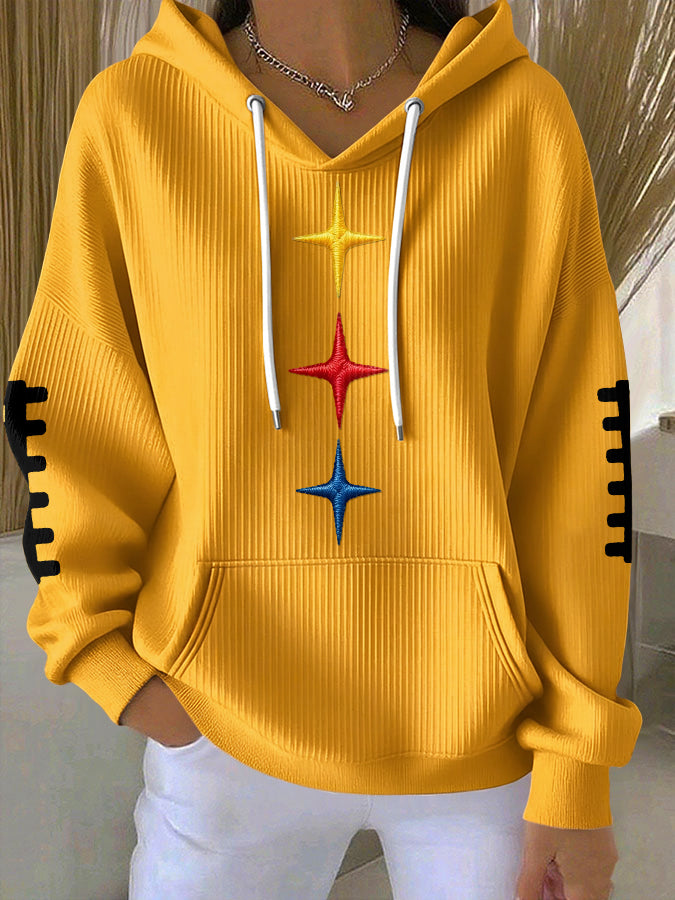 Women'S Football Print Hooded Sweatshirt