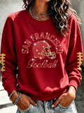 Women'S Retro Football Print Round Neck Sports Shirt