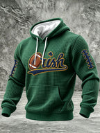 Men's College Rugby Team Printed Waffle Casual Hoodie