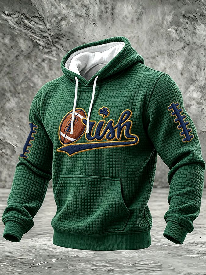 Men's College Rugby Team Printed Waffle Casual Hoodie