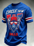 Men's football printed short sleeved T-shirt