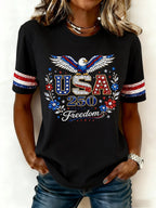 Women'S  Anniversary Flag Printed Casual T-Shirt