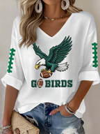 Women'S Football  Print Waffle  Top