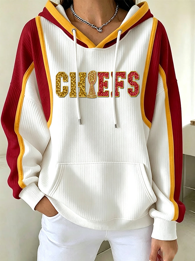 Women's Football Team Fans Print Hooded Sweatshirt