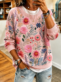 Women'S Floral Printed Casual Round Neck Top