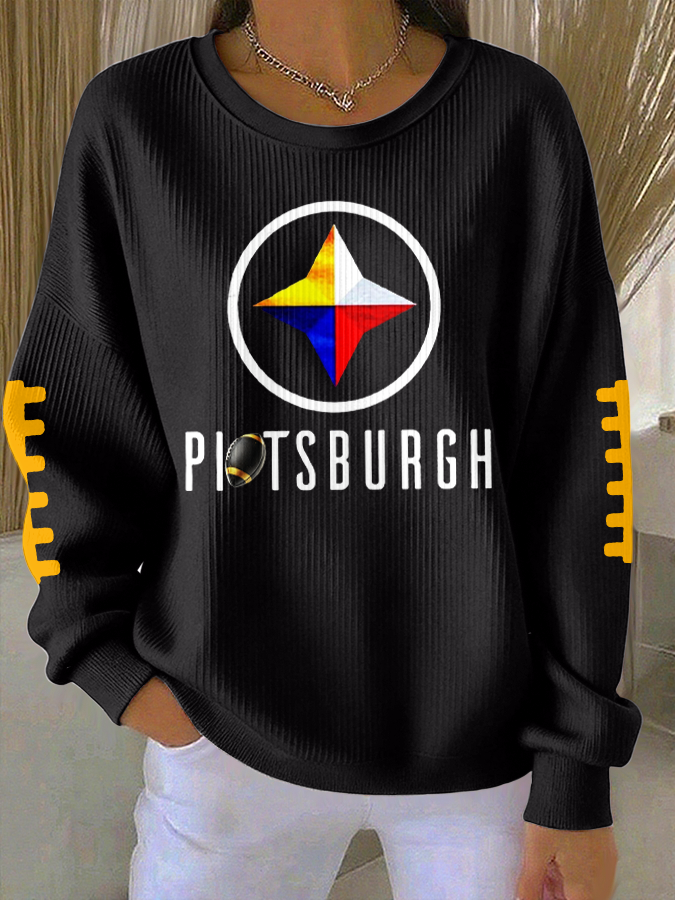 Women'S Football Print Casual Sweatshirt