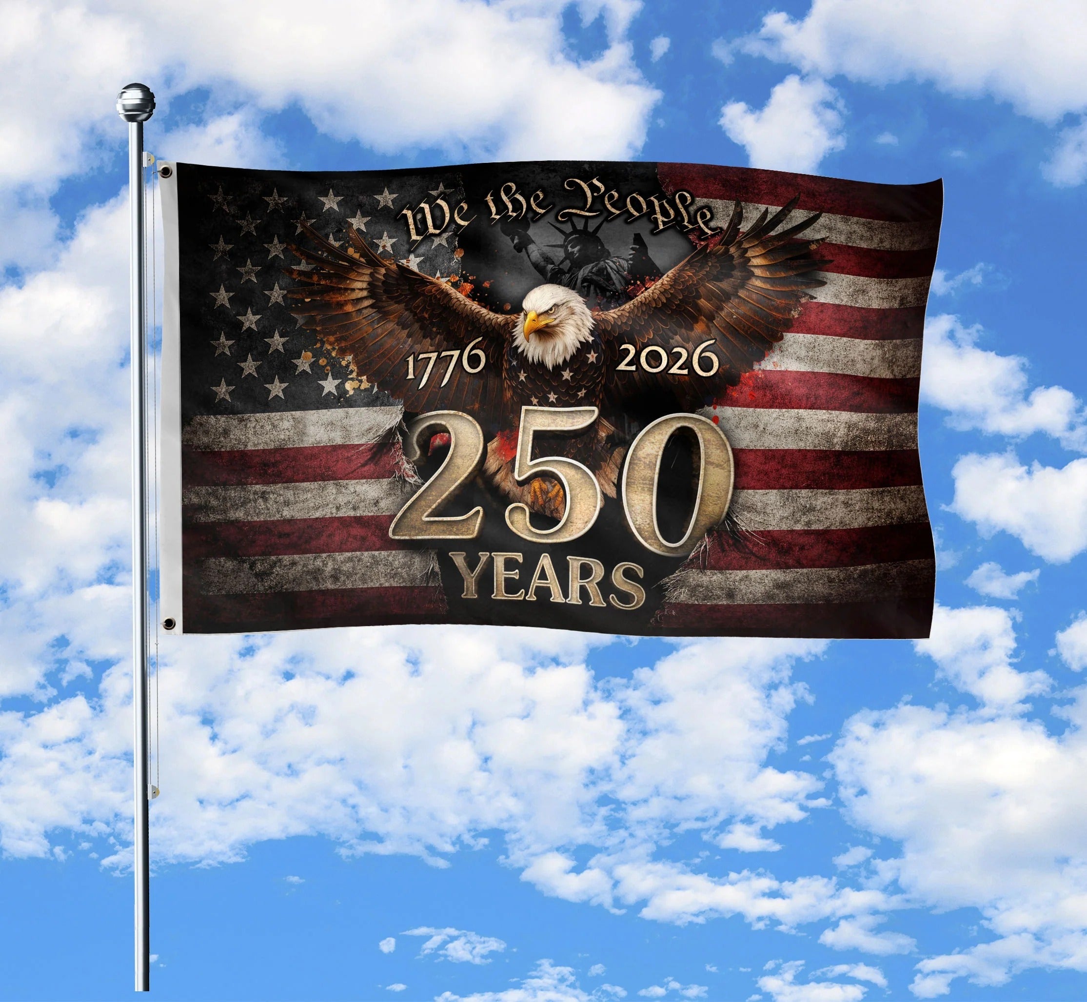 We The People 250 Years Flag 1776���������������������������2026 ��������������������������� Eagle Patriotic American D������������������co