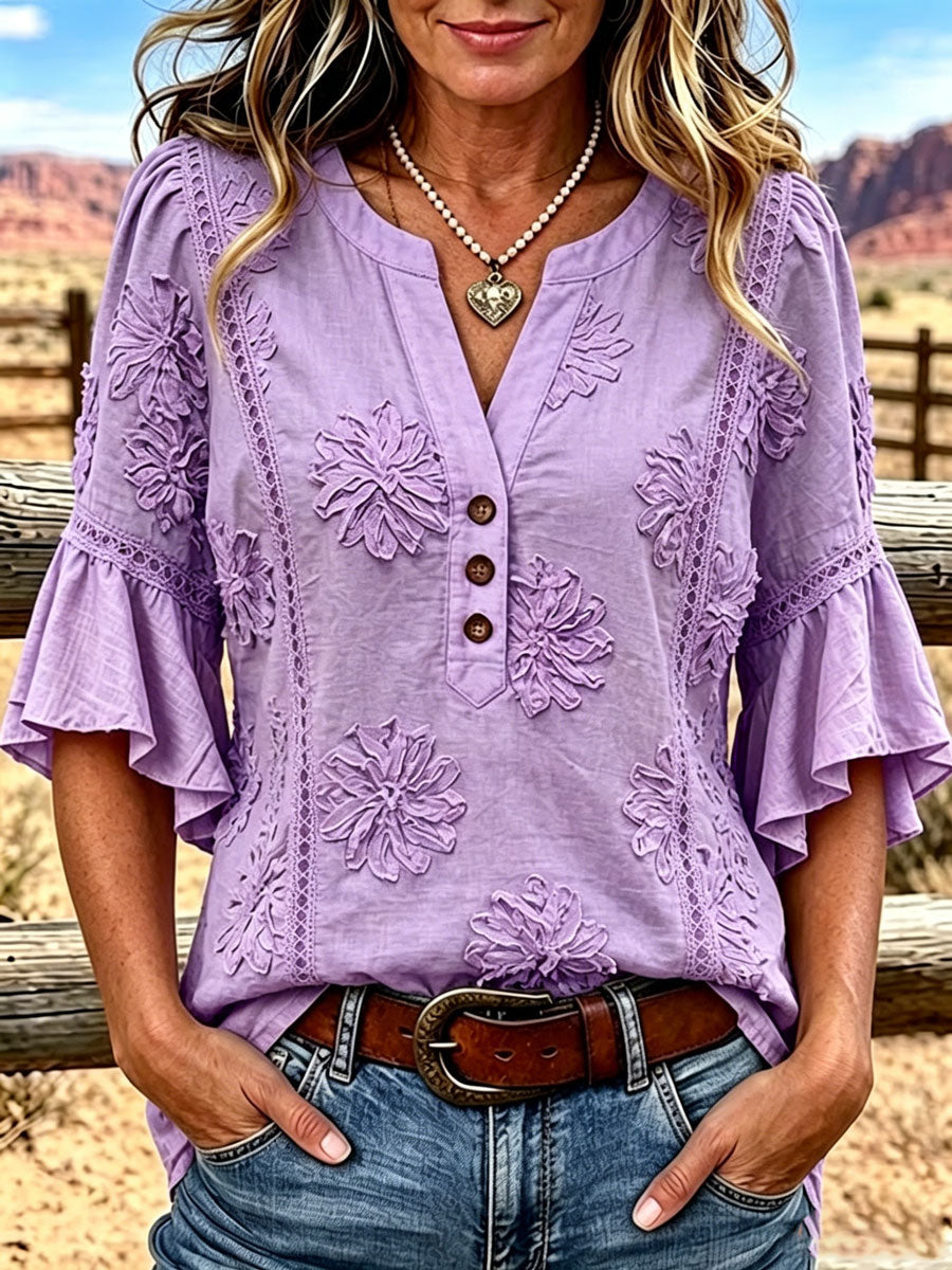 Women's Casual Printed Hollow Top
