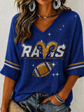 Women'S Football  Print Waffle  Top
