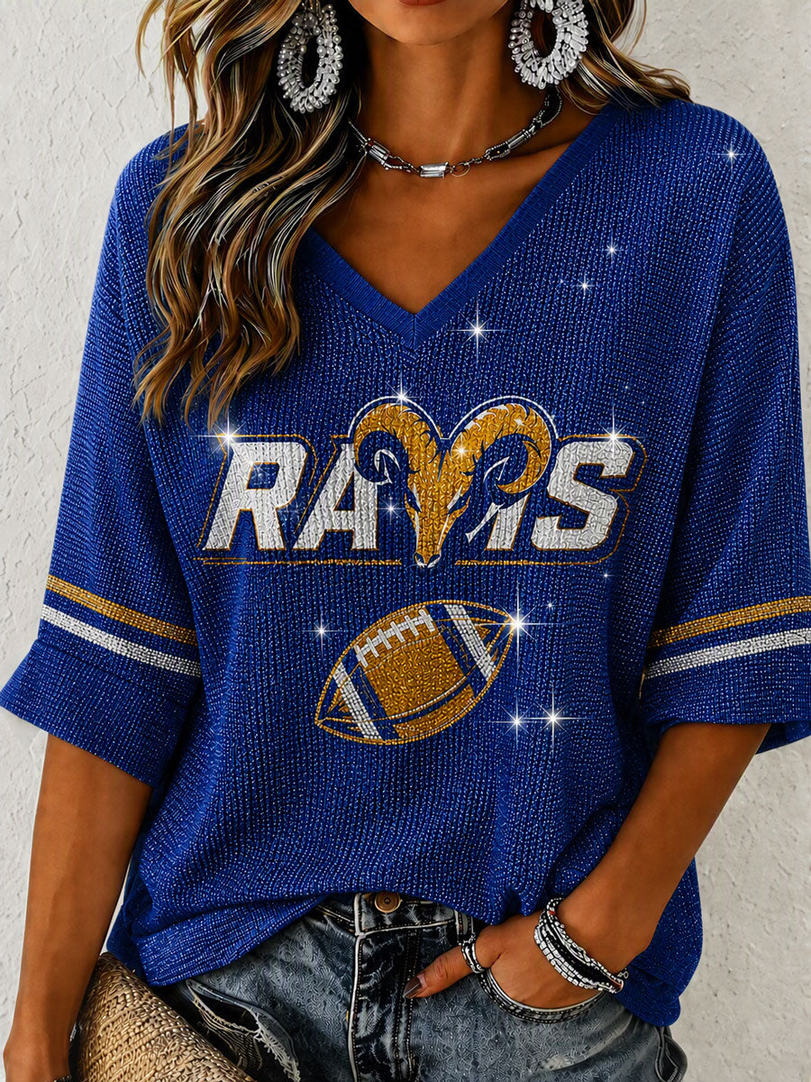 Women'S Football  Print Waffle  Top