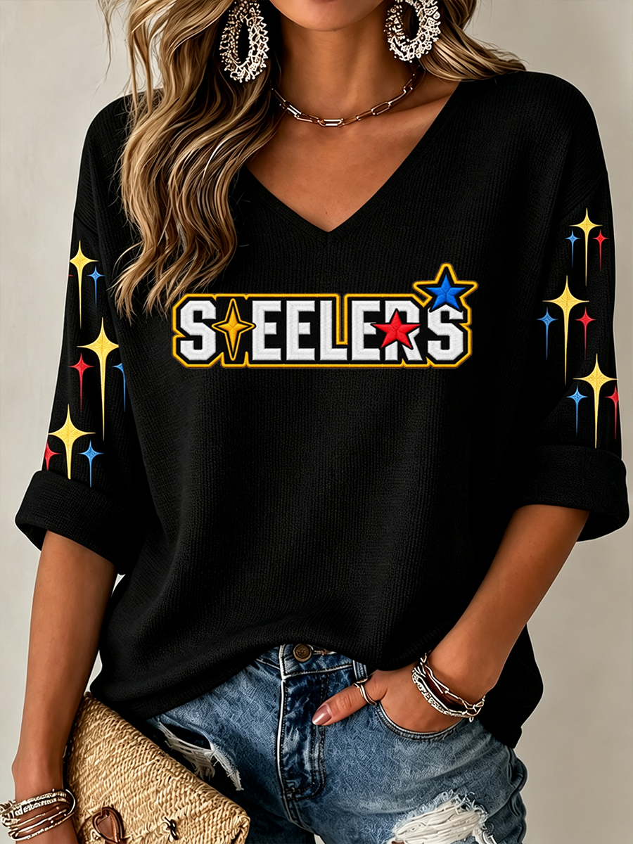 Women's Football Printed V-Neck T-Shirt
