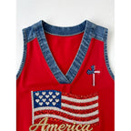 Women's America Flag Print Sleeveless Top