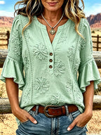 Women's Casual Printed Hollow Top
