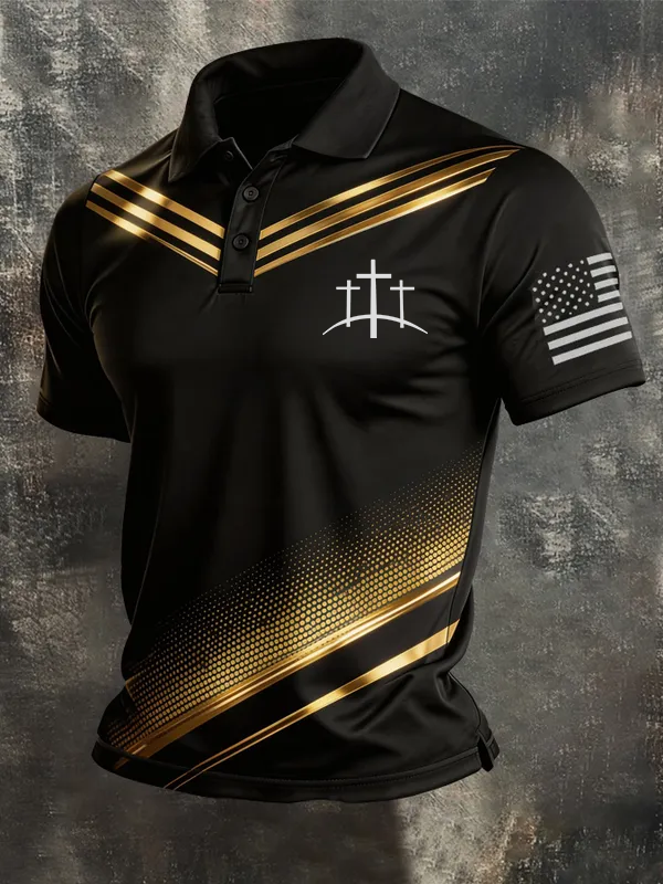 Men's casual waffle Patriot Polo