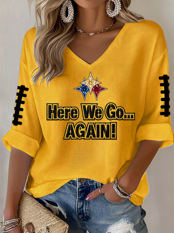 Women'S Football  Print Waffle  Top