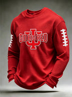 Men's University Football Fan Round Neck Waffle Hoodie