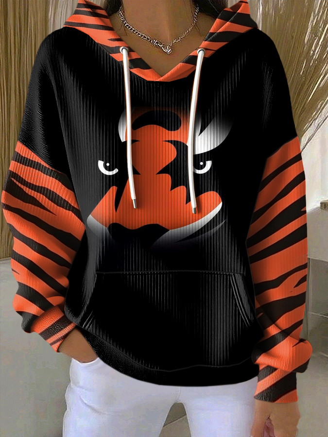 Women'S Football Print Hooded Sweatshirt
