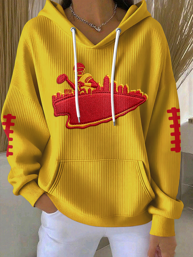 Women'S Football Print Hooded Sweatshirt