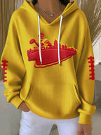 Women'S Football Print Hooded Sweatshirt